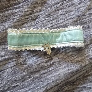 Elegant Lace Trimmed Blue Choker